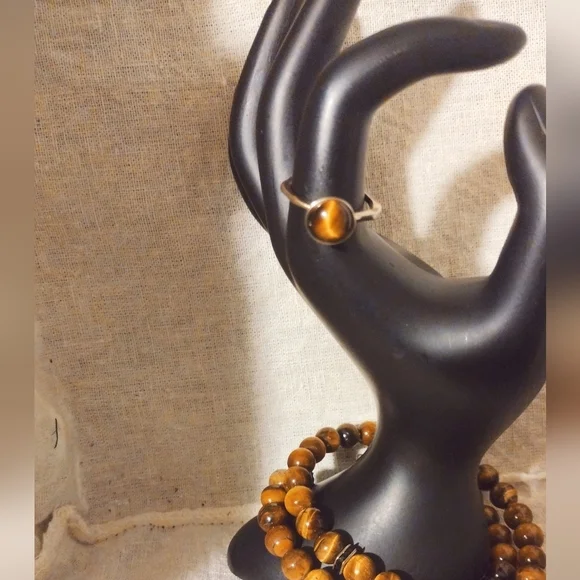 Tigers Eye wrap Bracelet and Ring Set - Picture 3 of 10